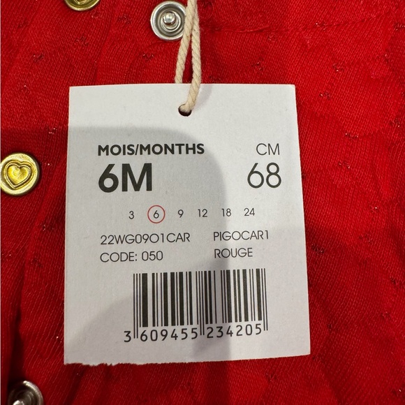 NEW NWT Du Pareil Baby Girls Red Bunny Ears Pocket Knit Sweater Vest Size 6M - Picture 7 of 8